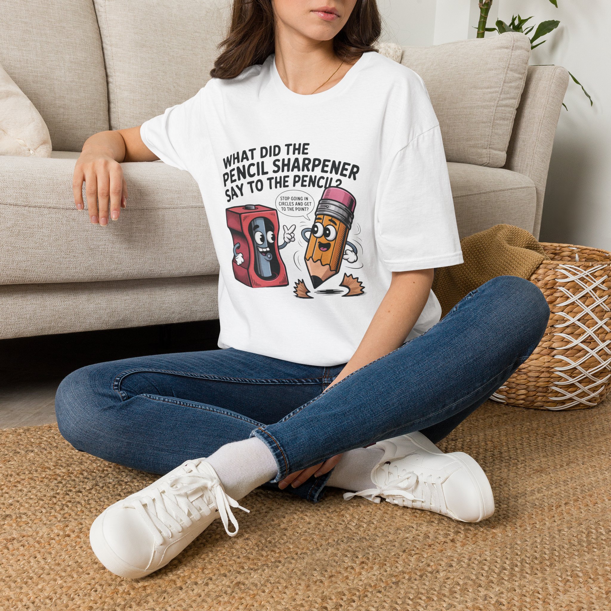 Pencil Sharpener to Pencil Joke T-shirt - Image 5