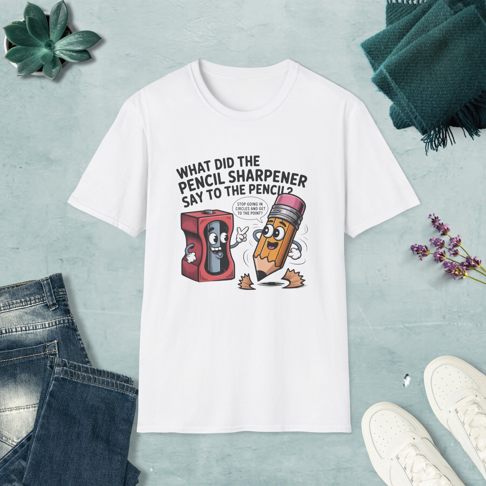 Pencil Sharpener to Pencil Joke T-shirt - Image 6