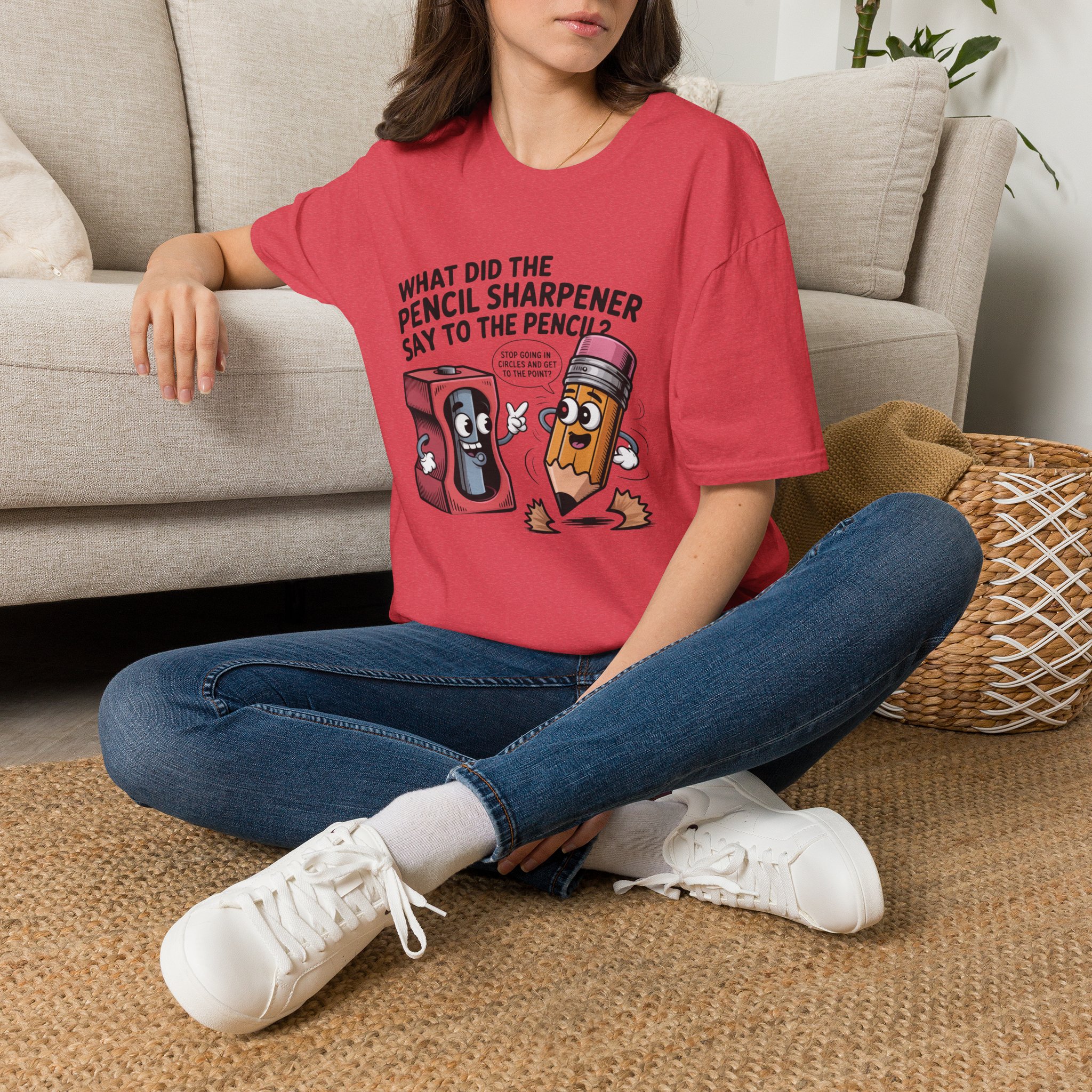 Pencil Sharpener to Pencil Joke T-shirt - Image 29