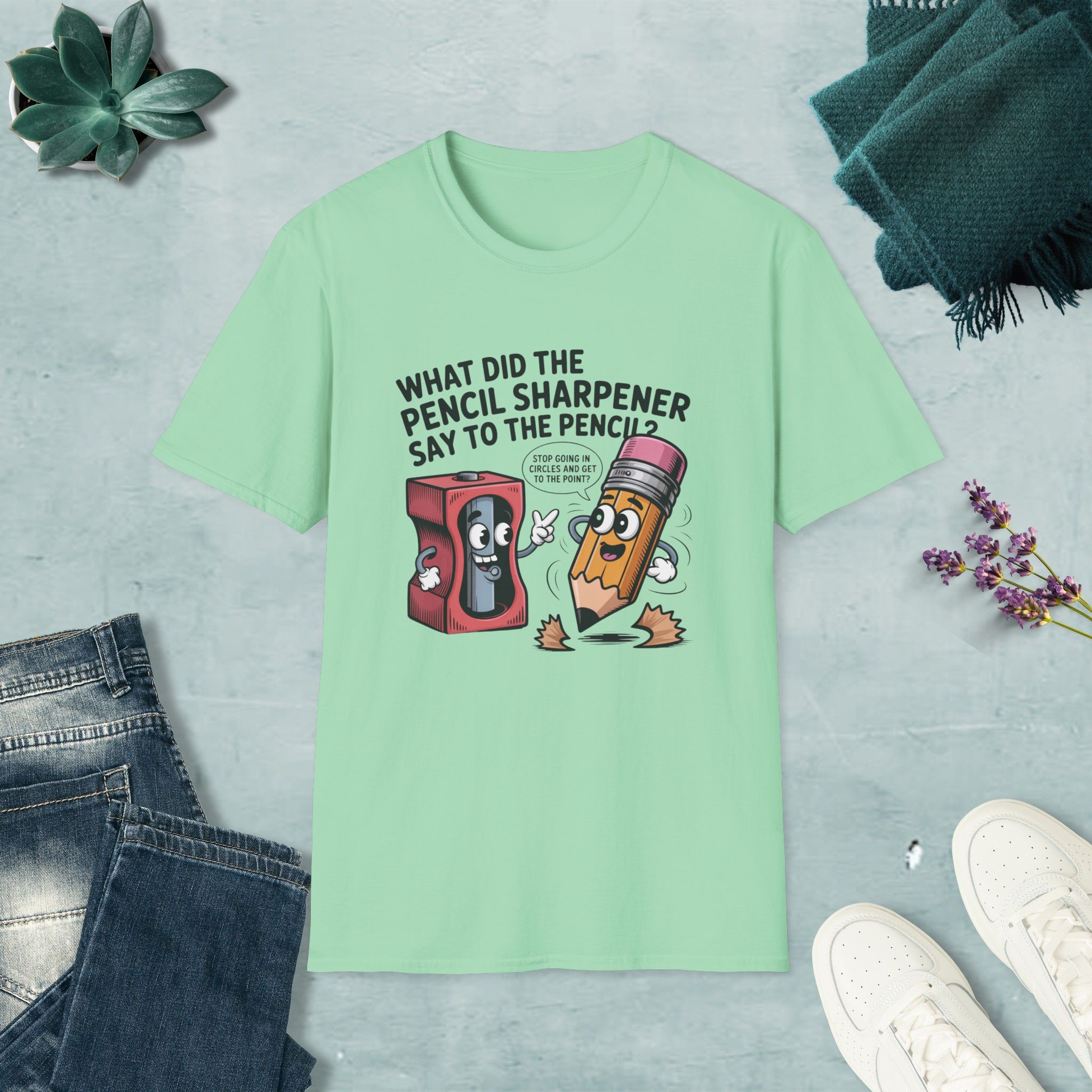 Pencil Sharpener to Pencil Joke T-shirt - Image 3