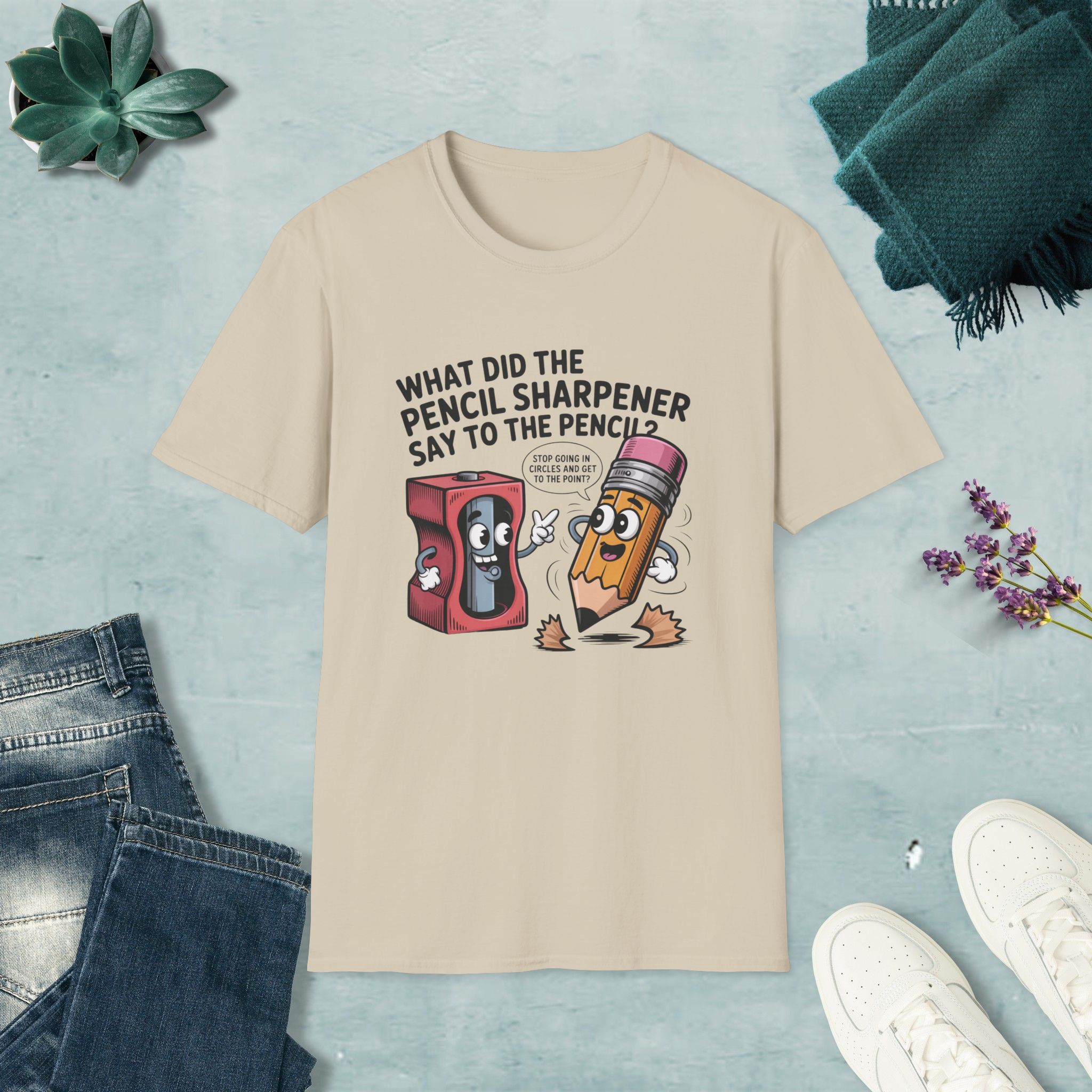 Pencil Sharpener to Pencil Joke T-shirt - Image 9