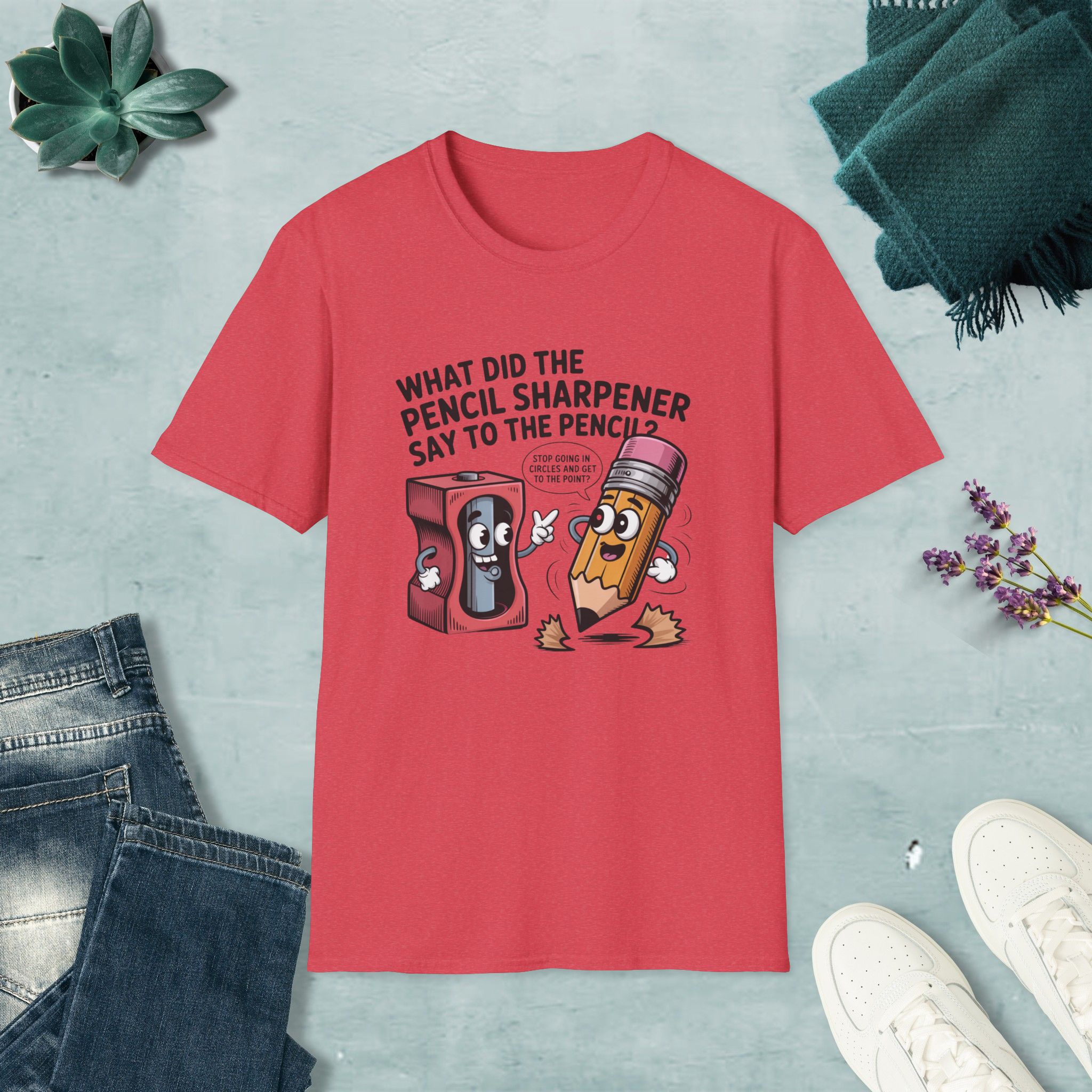 Pencil Sharpener to Pencil Joke T-shirt - Image 30