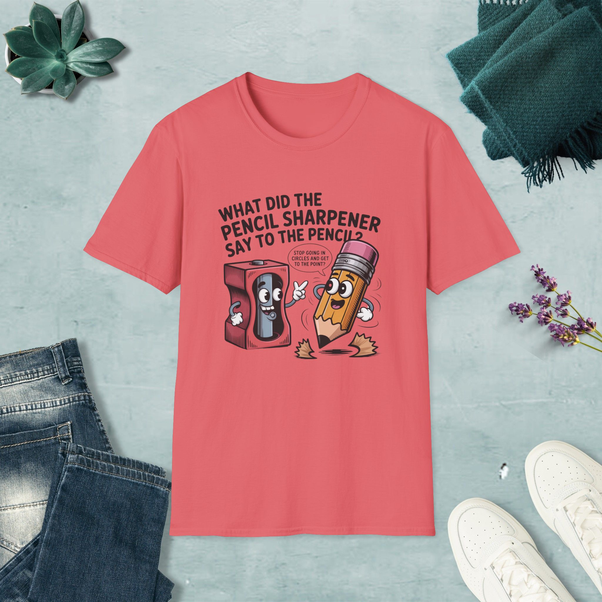 Pencil Sharpener to Pencil Joke T-shirt - Image 21