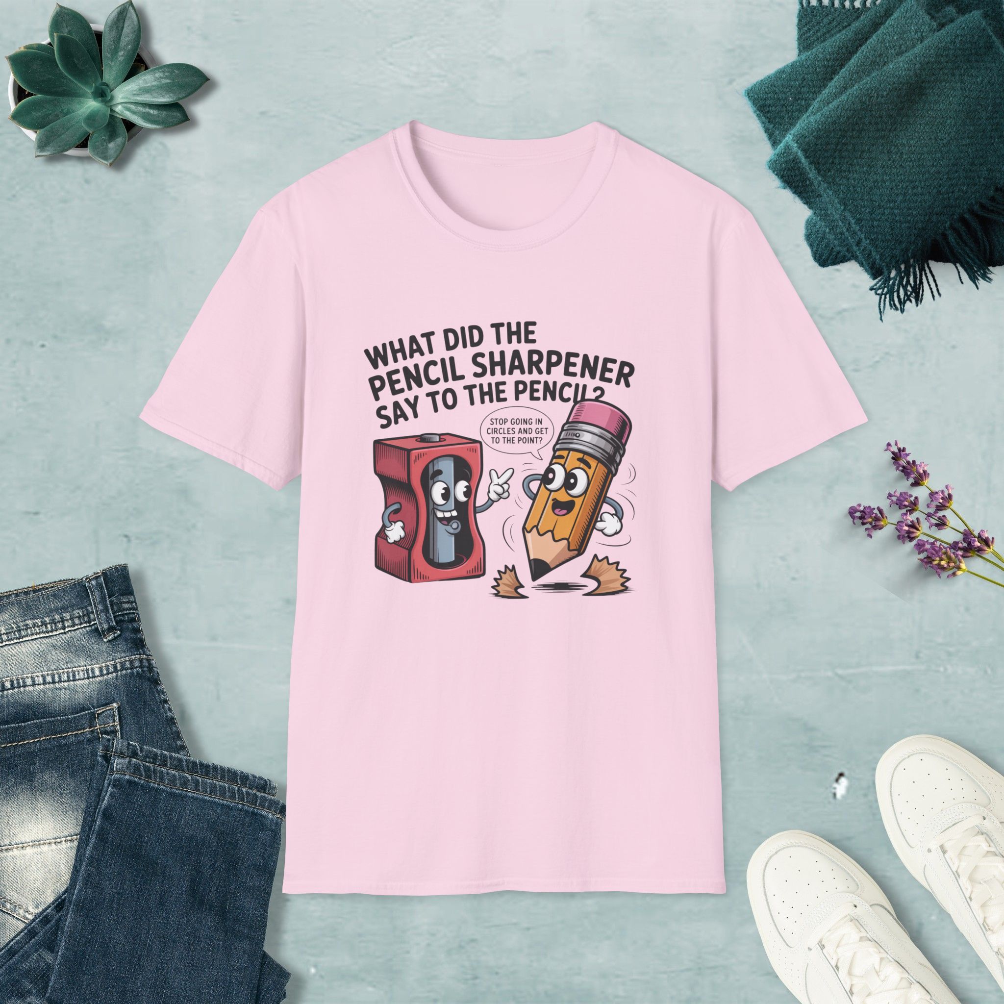 Pencil Sharpener to Pencil Joke T-shirt - Image 27