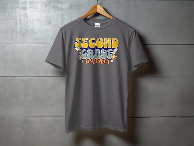 Retro Groovy Second Grade Teacher T-Shirt
