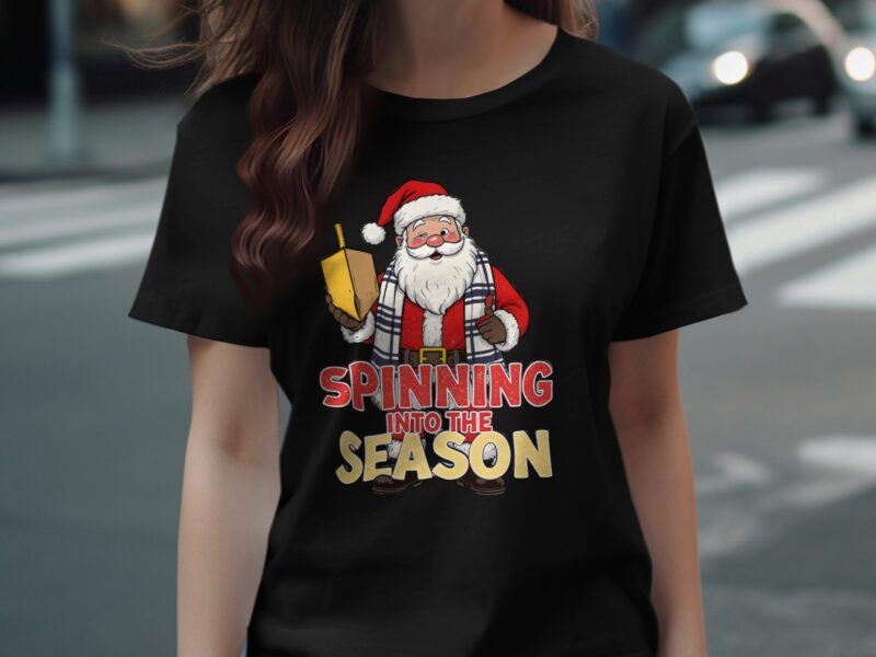 Spinning Into The Season Santa Holiday Celebration T-Shirt