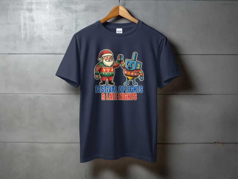 Chrismukkah Santa & Dreidel Graphic T-Shirt
