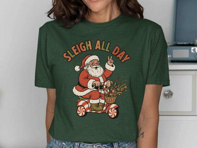 Retro Sleigh All Day Santa T-Shirt