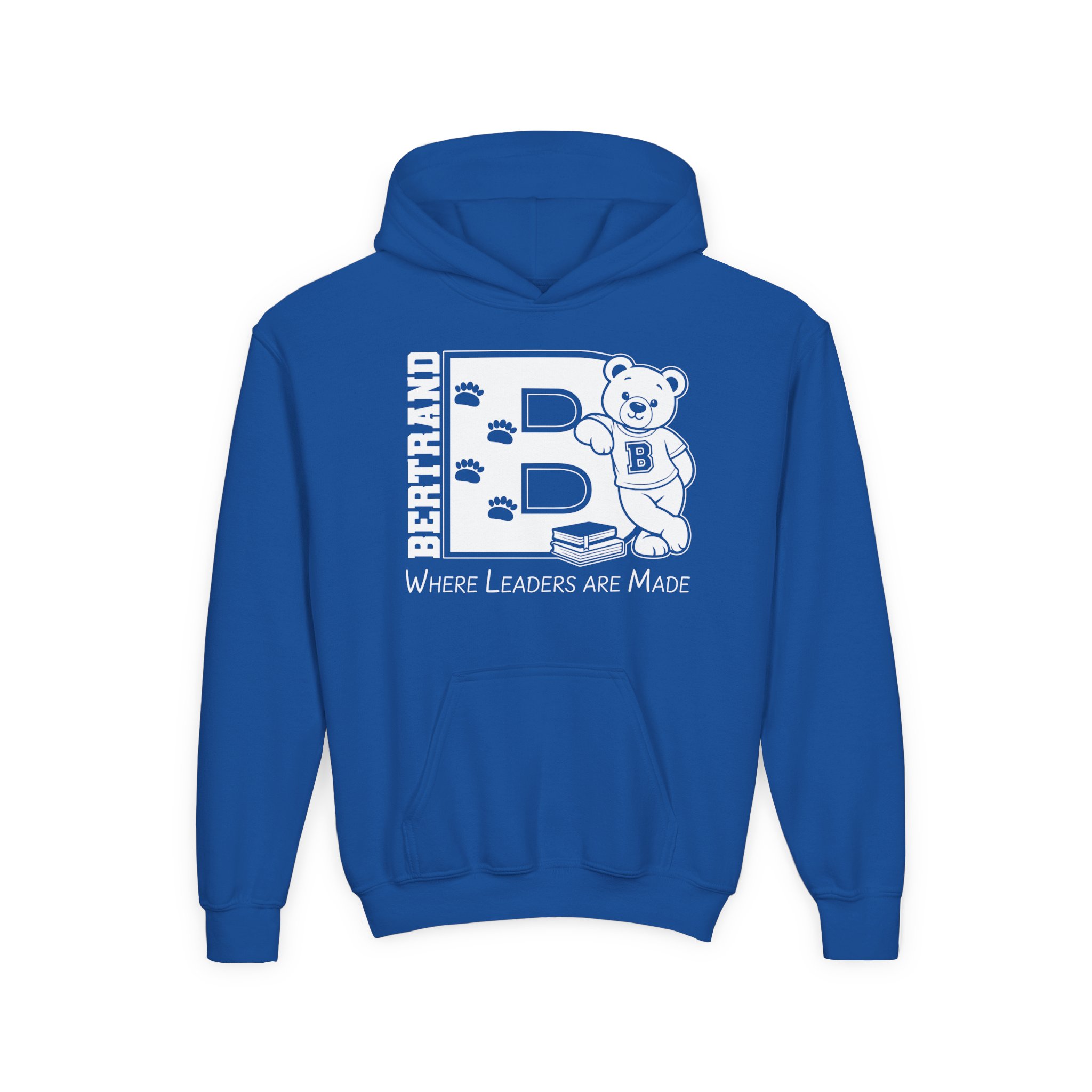 17088888886336384665_2048.jpeg School Special - YOUTH - Bertrand "B" Bear Hoodie (Front print)