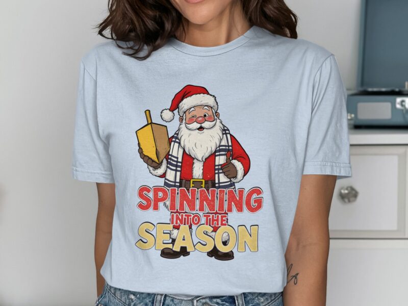 Spinning Into The Season Santa Holiday Celebration T-Shirt