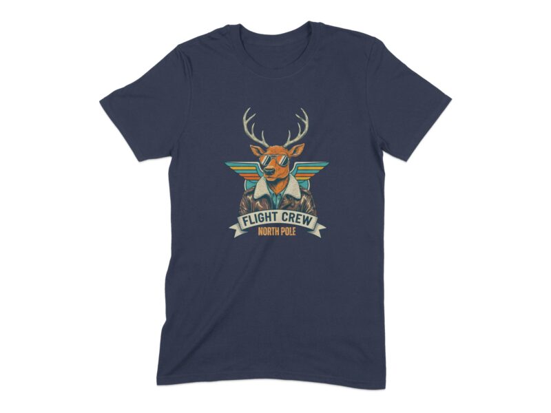 North Pole Flight Crew Aviator Deer T-Shirt