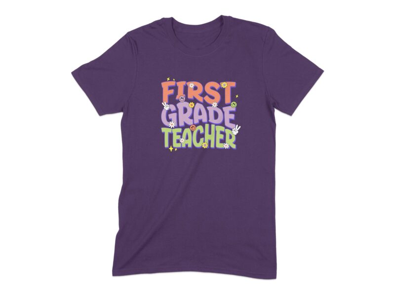 Retro First Grade Teacher Shirt | Groovy Daisy Tee