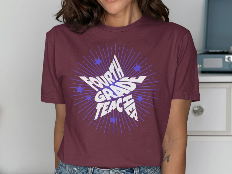 Fourth Grade Teacher T-Shirt Retro Starburst
