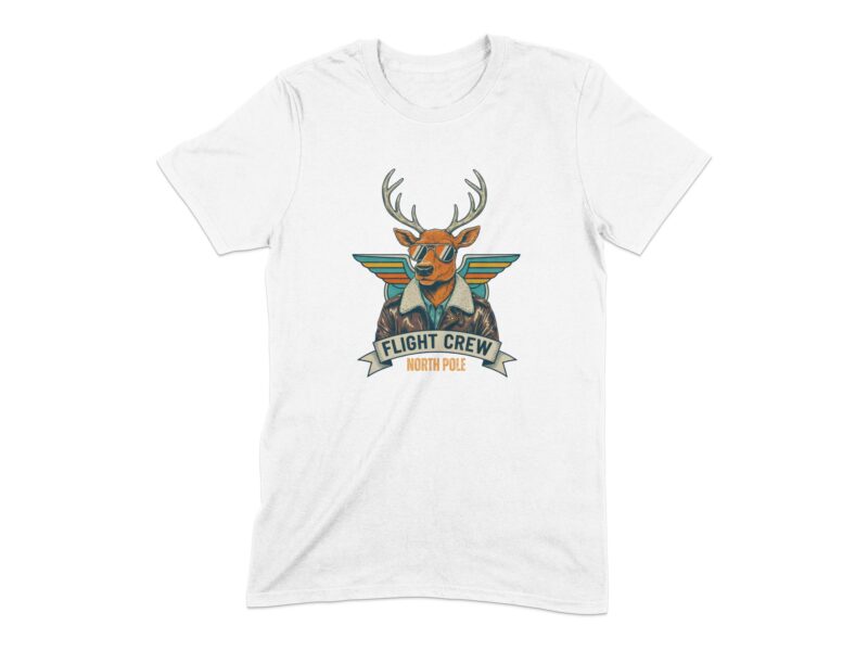 North Pole Flight Crew Aviator Deer T-Shirt