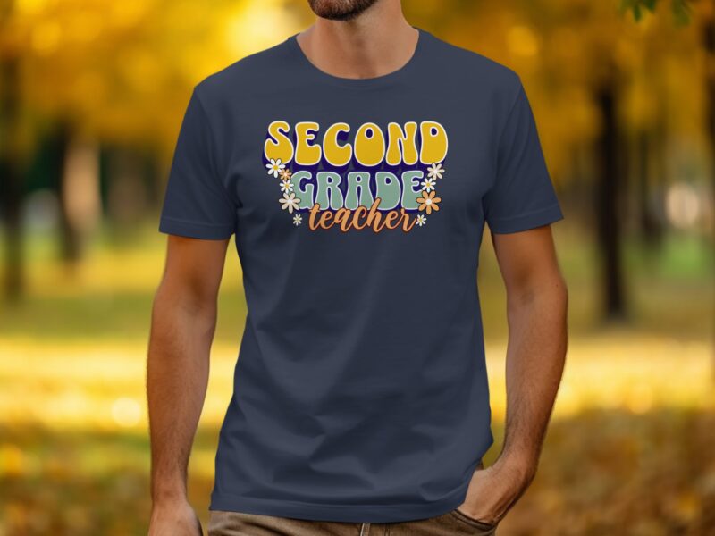 Retro Groovy Second Grade Teacher T-Shirt
