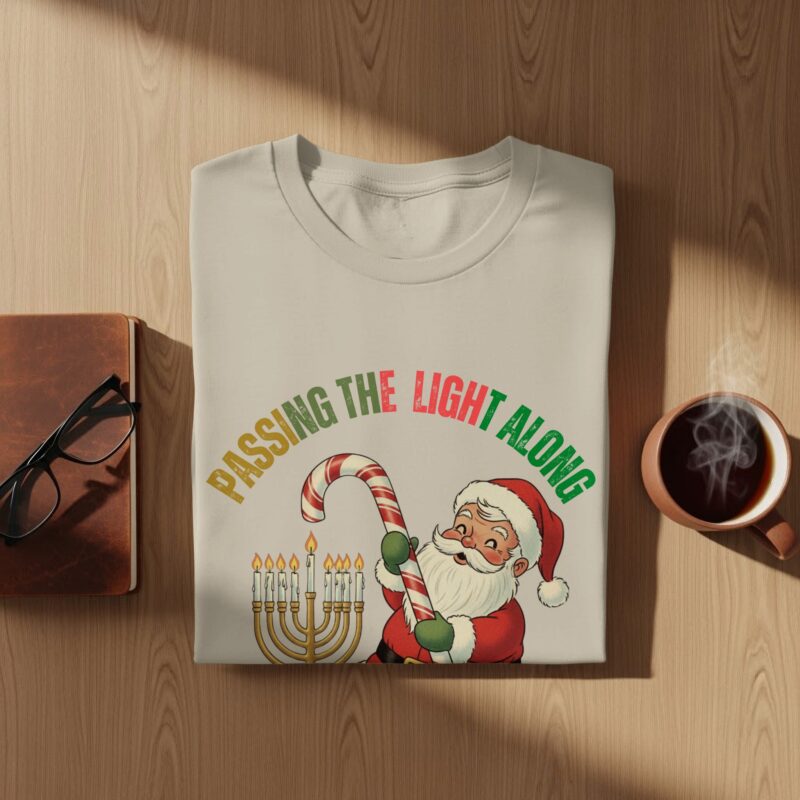 Passing The Light Along Christmas Hanukkah Santa T-Shirt