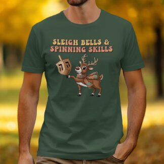 Sleigh Bells Spinning Skills with Deer Hanukkah T-Shirt