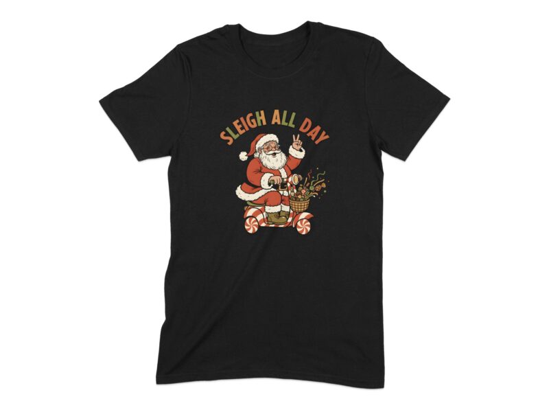 Retro Sleigh All Day Santa T-Shirt
