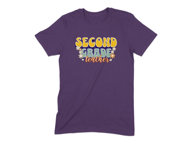 Retro Groovy Second Grade Teacher T-Shirt