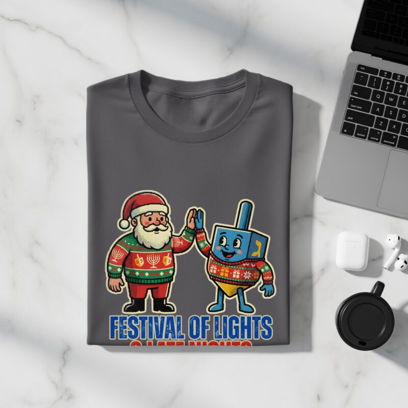 Chrismukkah Santa & Dreidel Graphic T-Shirt
