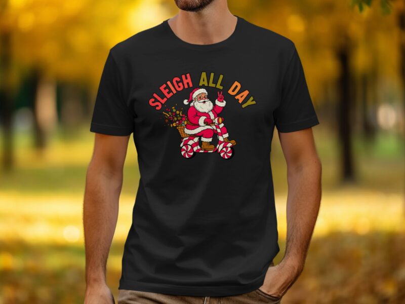 Retro Sleigh All Day Santa T-Shirt