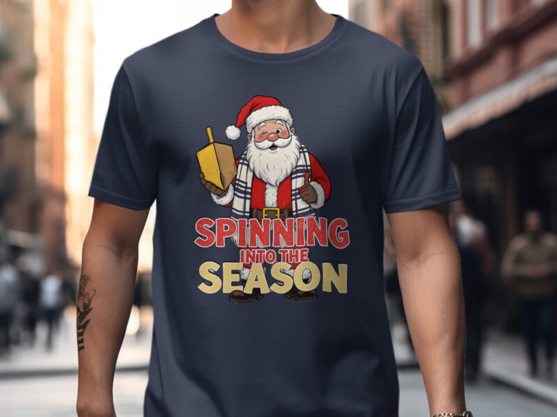 Spinning Into The Season Santa Holiday Celebration T-Shirt