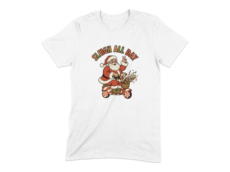 Retro Sleigh All Day Santa T-Shirt