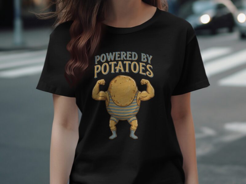 Powered By Potatoes Potato Man With Muscles T-Shirt