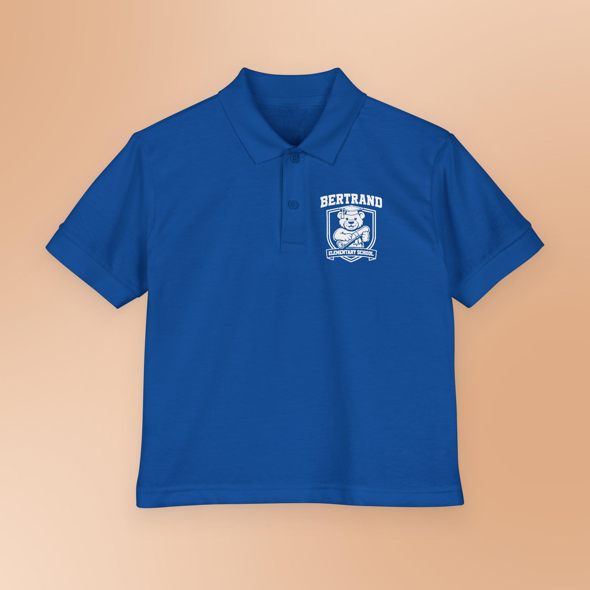 6660809702788348349_2048_custom-1.jpeg Bertrand Bear Logo Youth Polo | School Mascot Polo