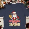 Spinning Into The Season Santa Holiday Celebration T-Shirt