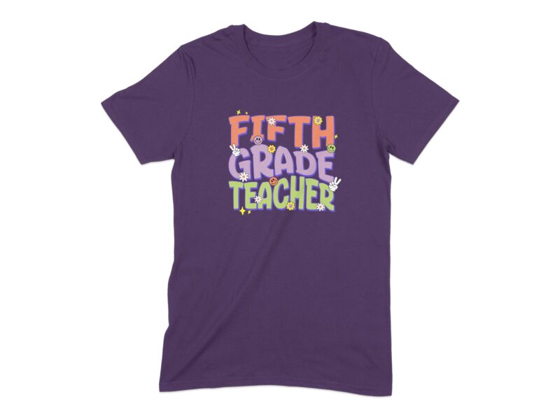Retro Groovy Fifth Grade Teacher T-Shirt