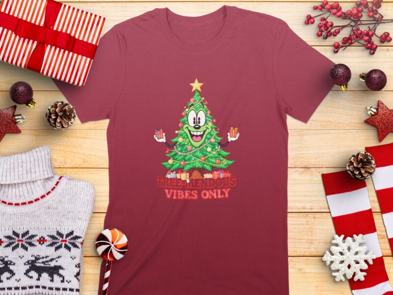 Tree-Mendous Vibes Only Holiday Christmas Tree T-Shirt