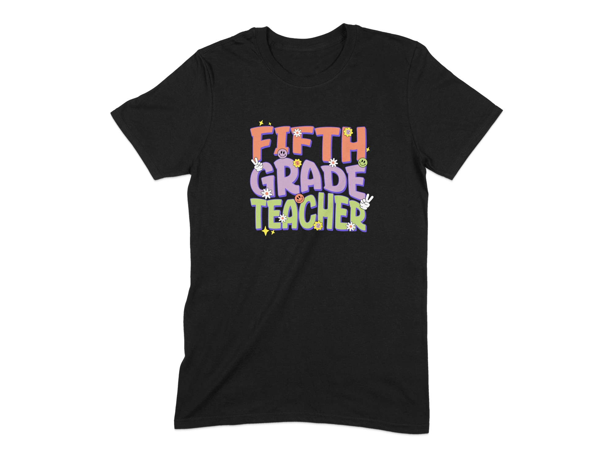 71f8d89f-01d4-4793-9270-876c343c6283 Retro Groovy Fifth Grade Teacher T-Shirt