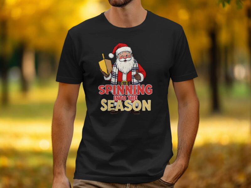 Spinning Into the Season Santa Dreidel T-Shirt