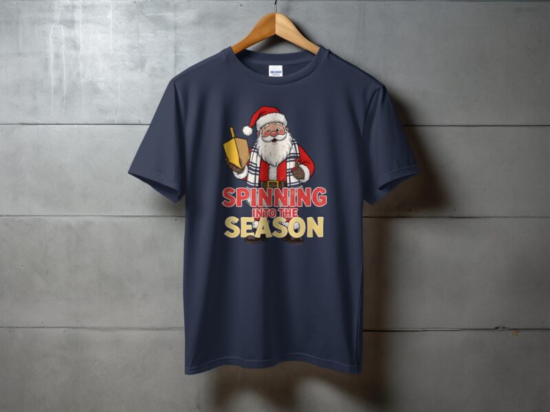 Spinning Into the Season Santa Dreidel T-Shirt