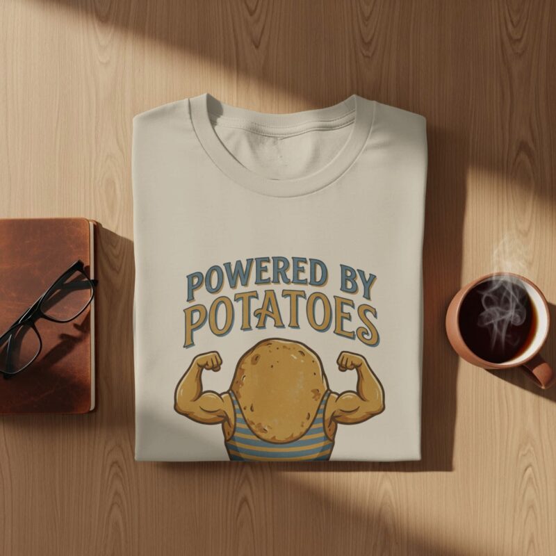 Powered By Potatoes Potato Man With Muscles T-Shirt