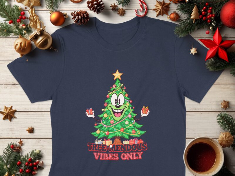 Tree-Mendous Vibes Only Holiday Christmas Tree T-Shirt