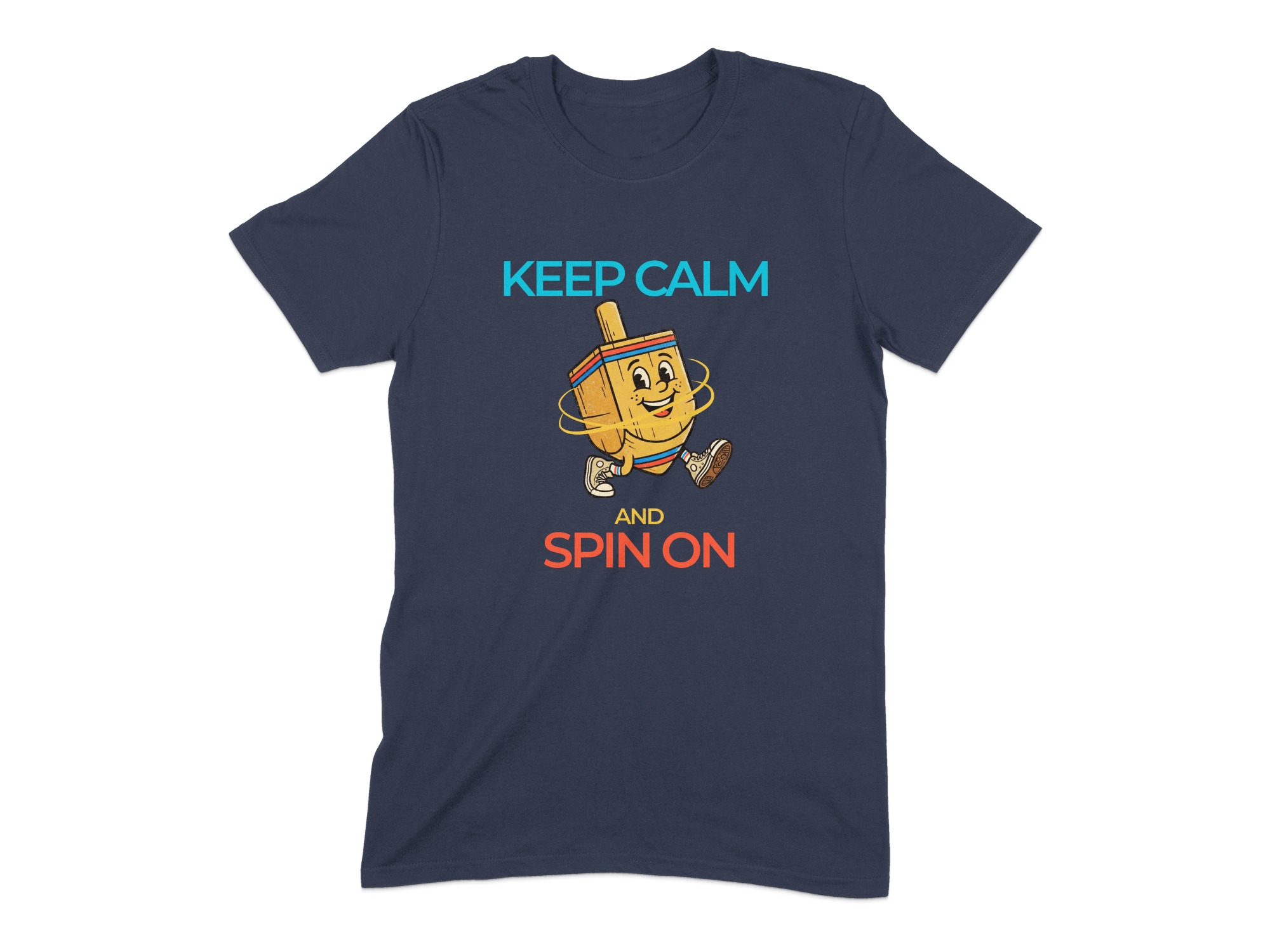 889216c2-dd4d-4411-853d-8ff186edcdca Keep Calm and Spin On Hanukkah Dreidel T-Shirt
