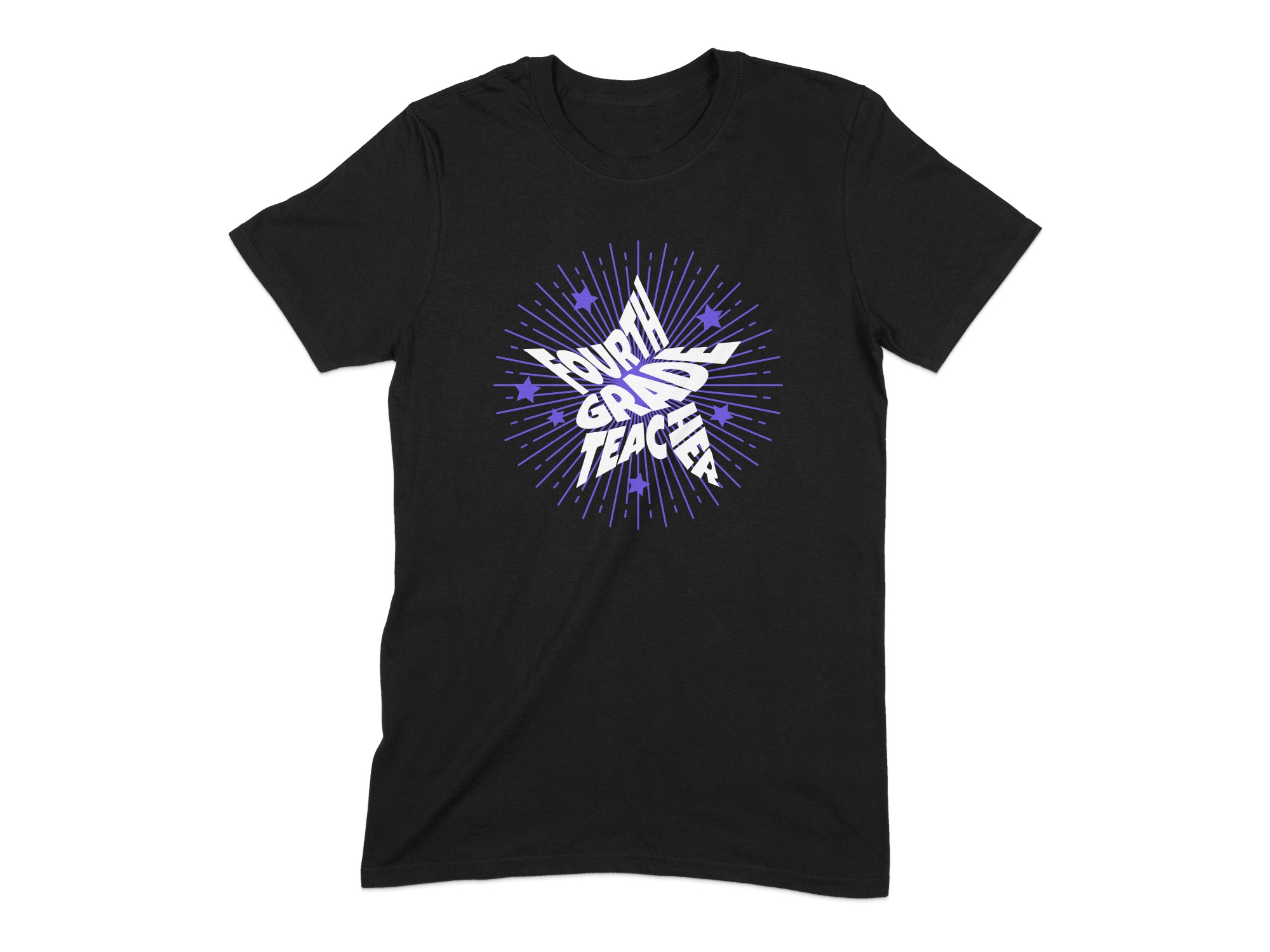8ade2b9a-4018-4dc3-83c5-53fdd8c7fd85 Fourth Grade Teacher T-Shirt Retro Starburst
