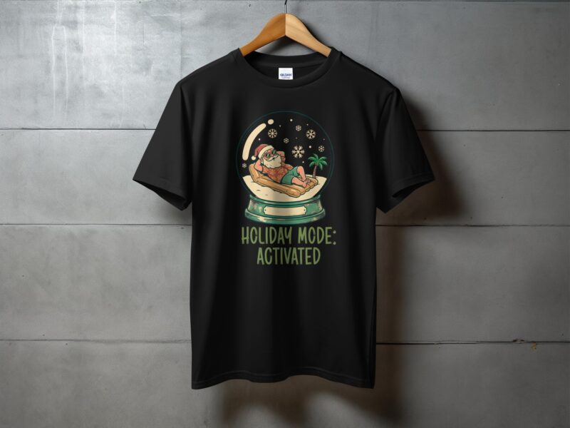 Holiday Mode Activated Beach Santa Snow Globe T-Shirt