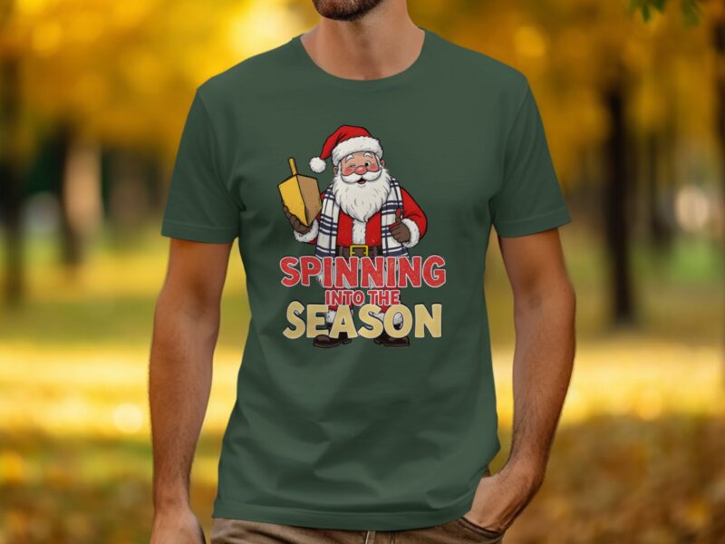 Spinning Into The Season Santa Holiday Celebration T-Shirt