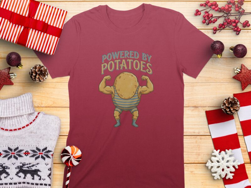 Powered By Potatoes Potato Man With Muscles T-Shirt
