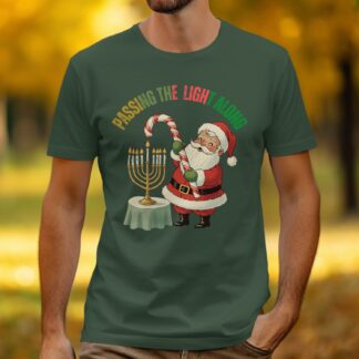 Passing The Light Along Christmas Hanukkah Santa T-Shirt