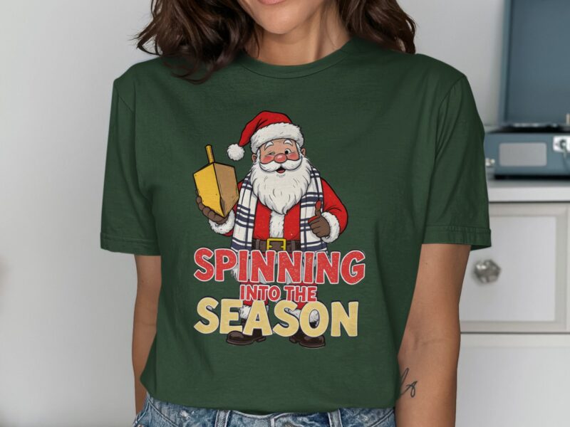 Spinning Into the Season Santa Dreidel T-Shirt