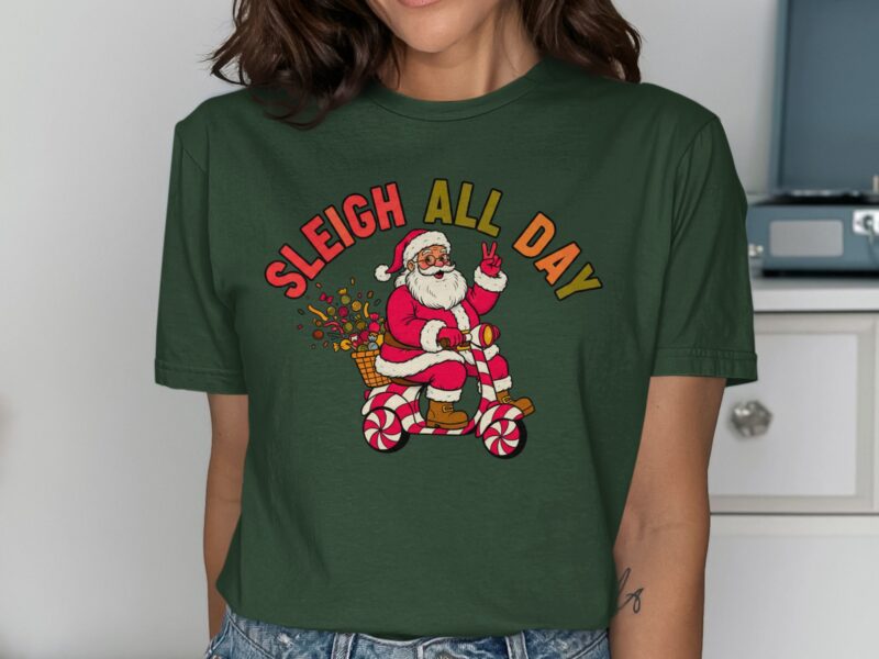 Retro Sleigh All Day Santa T-Shirt