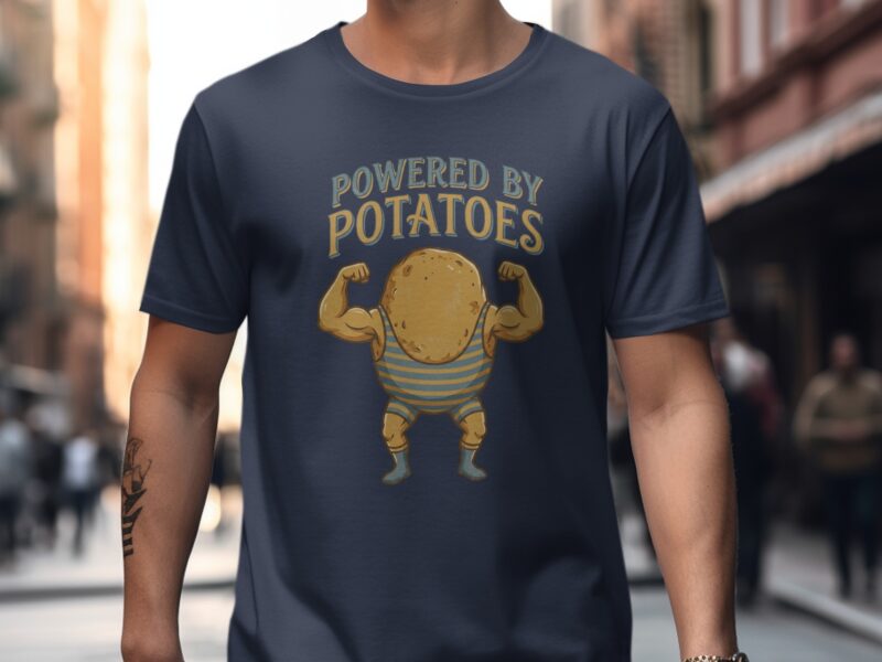 Powered By Potatoes Potato Man With Muscles T-Shirt