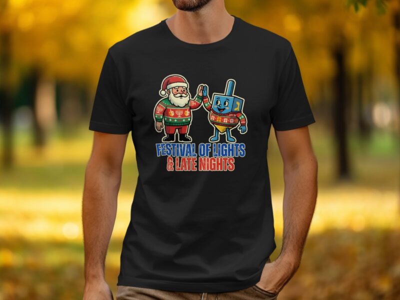 Chrismukkah Santa & Dreidel Graphic T-Shirt