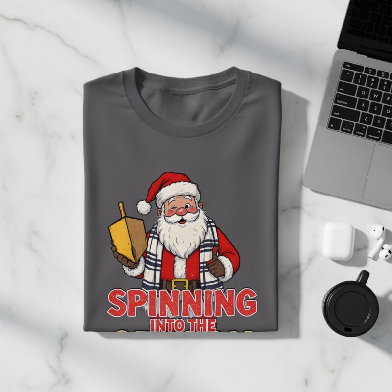 Spinning Into the Season Santa Dreidel T-Shirt