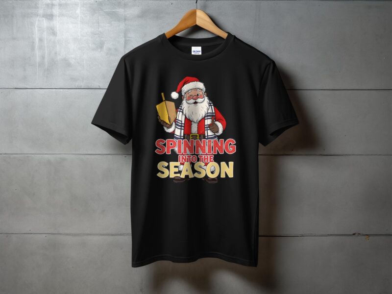 Spinning Into The Season Santa Holiday Celebration T-Shirt