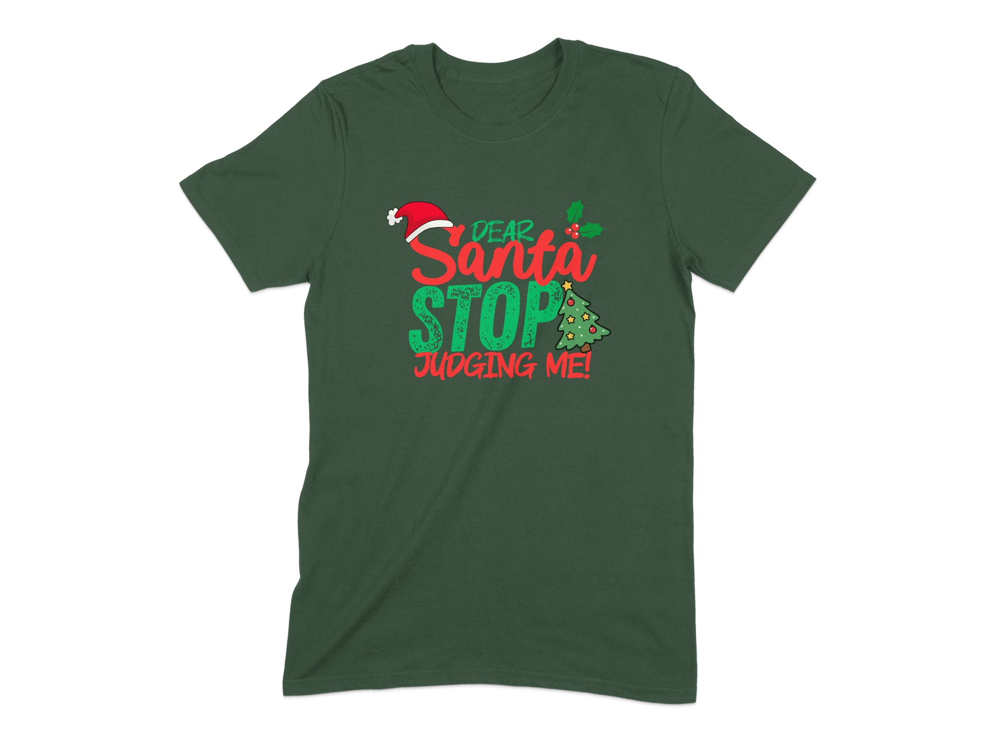 acdbf1e9-d8cb-4f75-a759-ada108110ca8 Dear Santa Stop Judging Me Funny Christmas T-Shirt